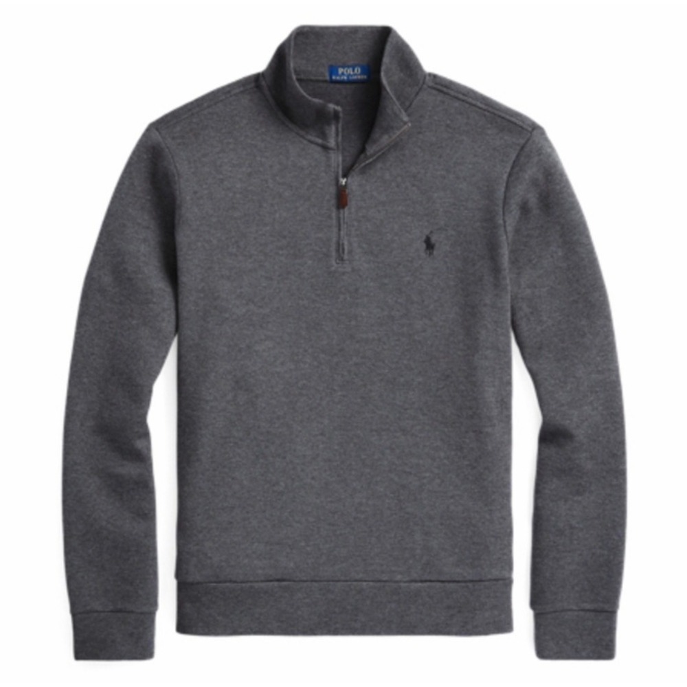 Polo Ralph Lauren Double Knit Mesh Quarter Zip Pullover Gray Mens Large